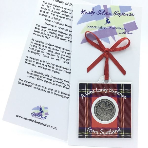LUCKY SIXPENCE LUCKY SIXPENCE FOR WEDDING DAY VERSE AND GIFT POUCH. 